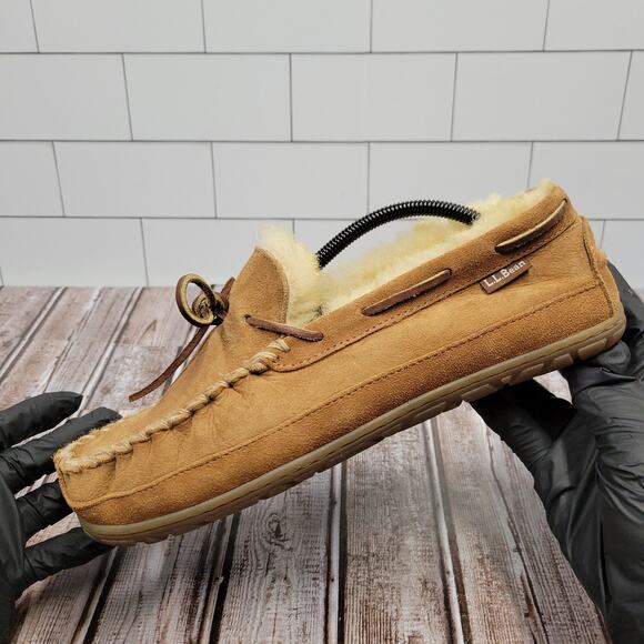 L.L.Bean Wicked Good Moccasin Slippers Chestnut Shearling Men\'s Size 11 main image 10